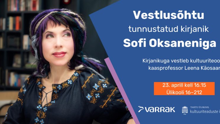 Sofi Oksaneni foto: Toni Härkonen, plakat: Triinu Rosenberg