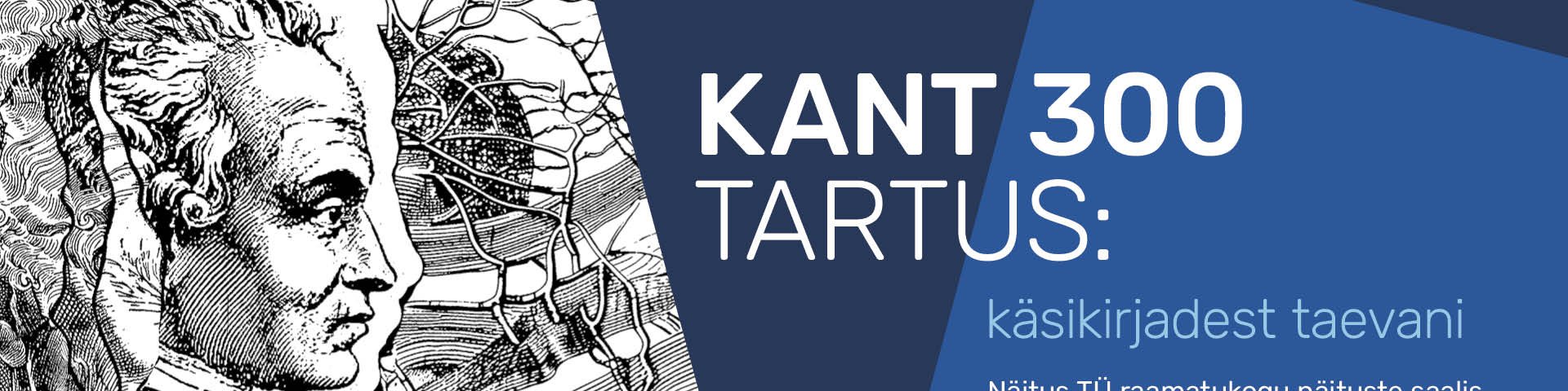 Kant 300 näituseinfo kujundus koos joonistusega Kantist